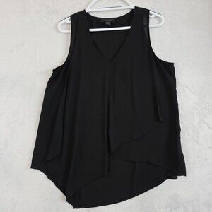 Karen Kane Blouse Top Black Layered Asymmetrical Women’s Size Large